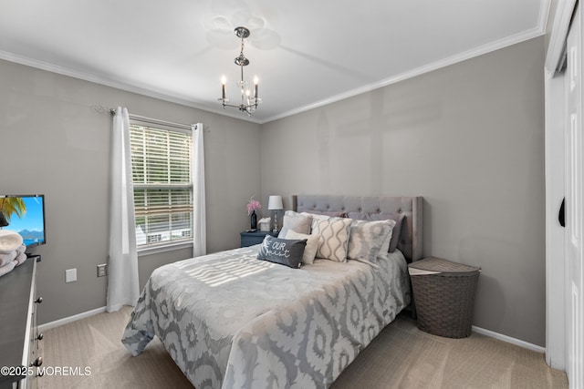 36 Sally St, Howell, NJ 07731 - bedroom featuring carpet flooring, ornamental molding, and a chandelier