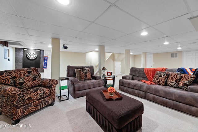 36 Sally St, Howell, NJ 07731 - carpeted living room with recessed lighting and a paneled ceiling