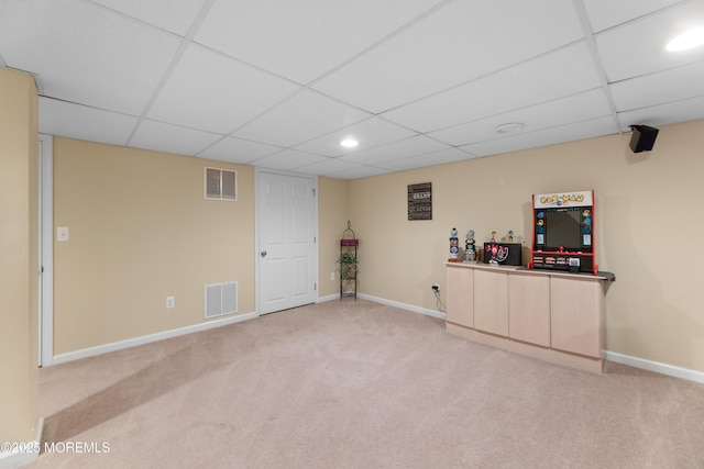 36 Sally St, Howell, NJ 07731 - finished basement featuring a drop ceiling, light carpet, and recessed lighting