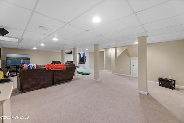 36 Sally St, Howell, NJ 07731 - living room with carpet floors, a paneled ceiling, and recessed lighting