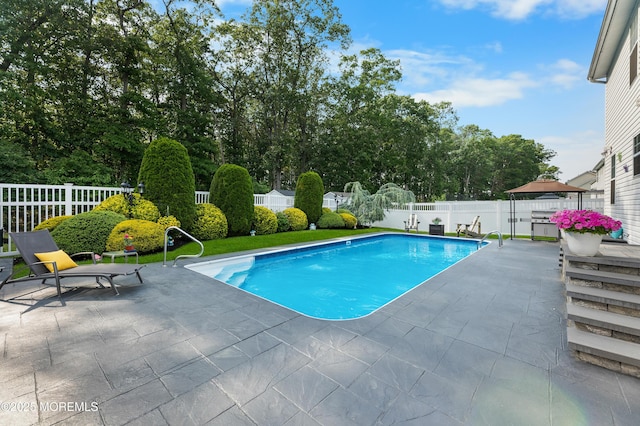 36 Sally St, Howell, NJ 07731 - view of swimming pool featuring a fenced backyard, a patio area, and view of scattered trees