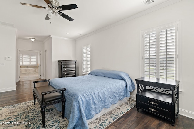 11 Potomac Ct, Freehold, NJ 07728 - bedroom with wood finished floors, multiple windows, crown molding, and a ceiling fan
