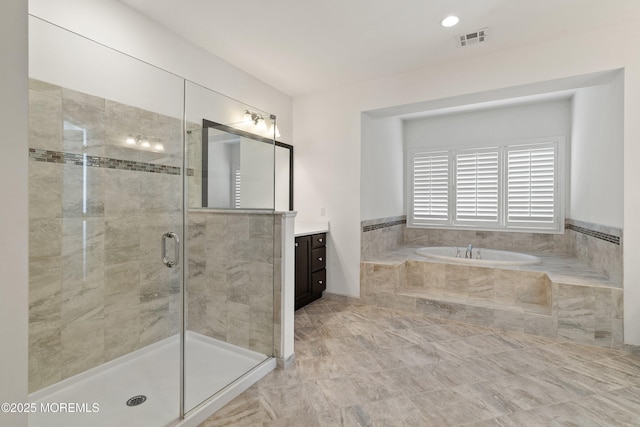 11 Potomac Ct, Freehold, NJ 07728 - full bathroom featuring vanity, a bath, and a stall shower
