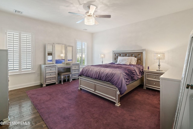 11 Potomac Ct, Freehold, NJ 07728 - bedroom with multiple windows, dark wood-style flooring, and ceiling fan