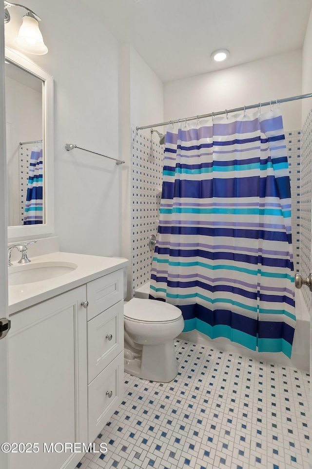 11 Potomac Ct, Freehold, NJ 07728 - bathroom featuring vanity, a shower with shower curtain, and tile patterned floors