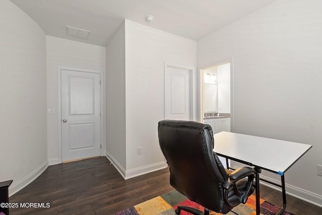 11 Potomac Ct, Freehold, NJ 07728 - home office featuring dark wood-type flooring and baseboards