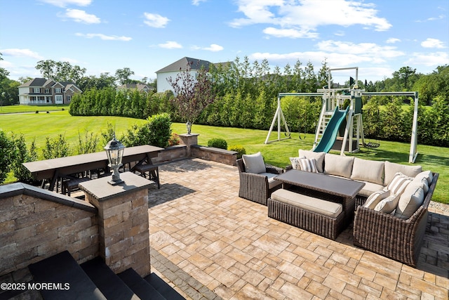 11 Potomac Ct, Freehold, NJ 07728 - view of patio with an outdoor living space and a playground