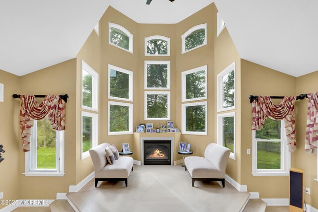 1609 Revere Ln, Wall, NJ 07753 - living area with a high ceiling and a glass covered fireplace