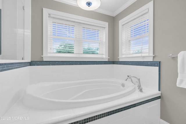 209 Sanborn Ave, Point Pleasant Beach, NJ 08742 - bathroom featuring crown molding and a bath