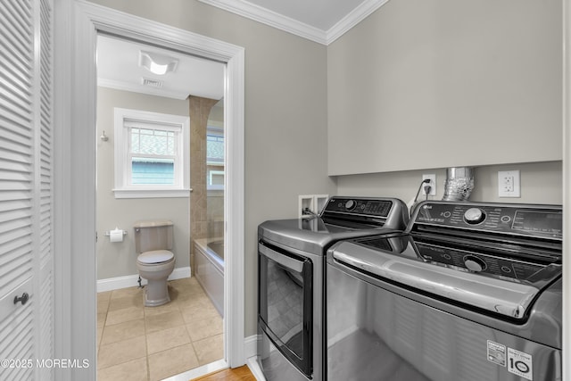 209 Sanborn Ave, Point Pleasant Beach, NJ 08742 - laundry room with crown molding and washer and dryer