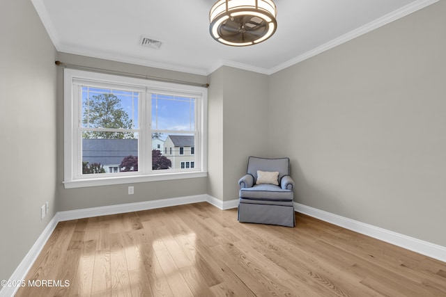 209 Sanborn Ave, Point Pleasant Beach, NJ 08742 - unfurnished room featuring wood finished floors, a chandelier, and crown molding