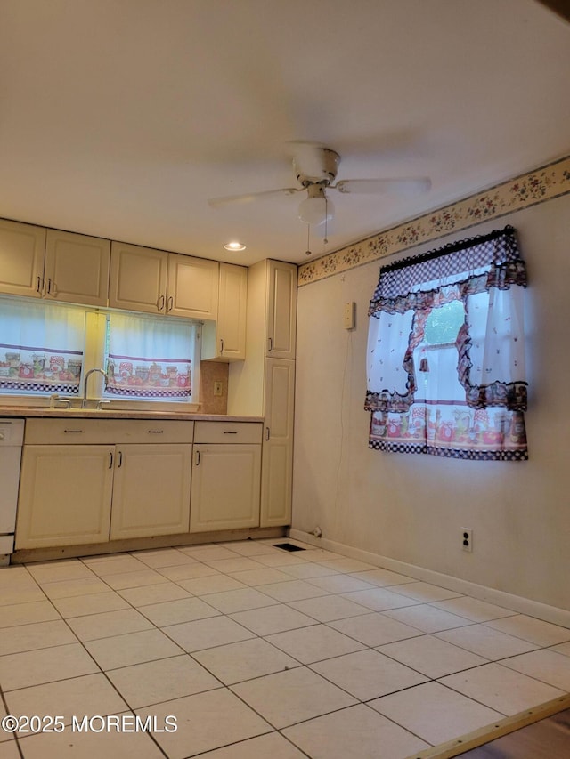 39 Antonia Dr, Jackson, NJ 08527 - kitchen with ceiling fan, cream cabinets, white dishwasher, light countertops, and recessed lighting