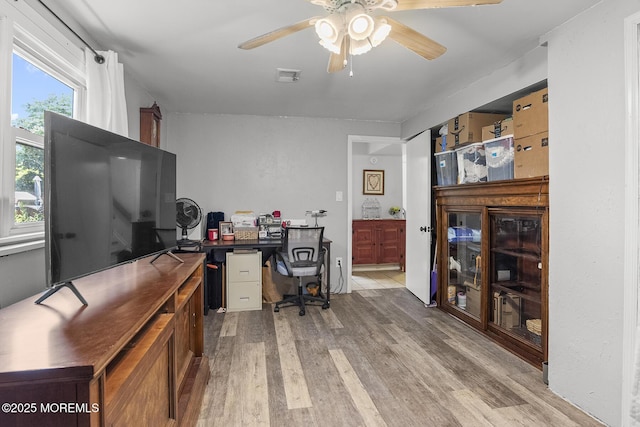 301 Spruce Dr, Brick, NJ 08723 - home office featuring light wood-style floors and ceiling fan