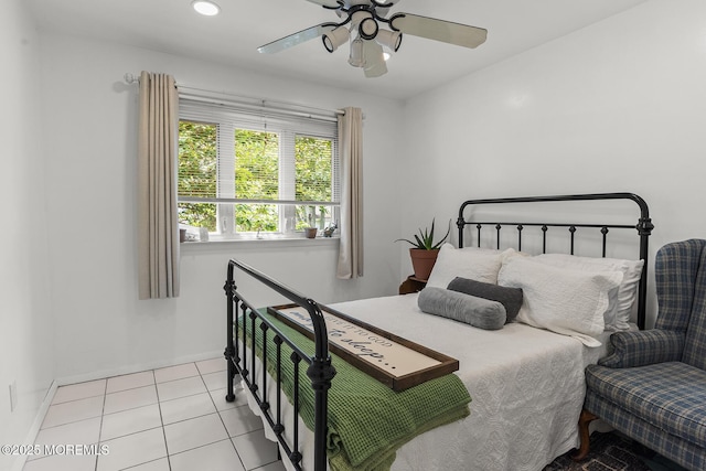 301 Spruce Dr, Brick, NJ 08723 - bedroom with light tile patterned flooring, a ceiling fan, and recessed lighting