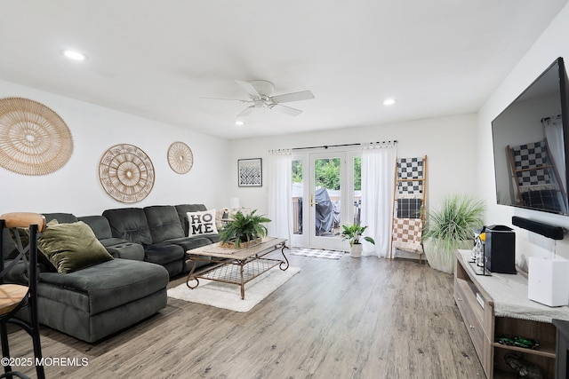 12 Briarcliff Ct, Freehold, NJ 07728 - living area featuring ceiling fan, light wood-style floors, and recessed lighting