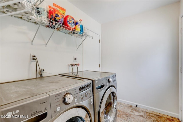 12 Neal Dr, Manalapan, NJ 07726 - laundry area featuring washing machine and dryer and baseboards