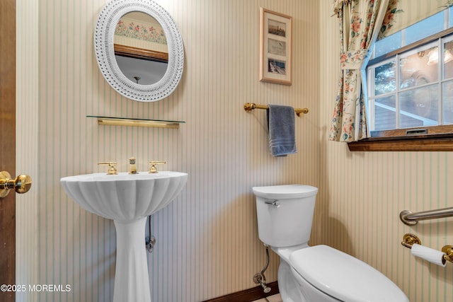 406 Bell Pl, Sea Girt, NJ 08750 - bathroom with toilet and wallpapered walls