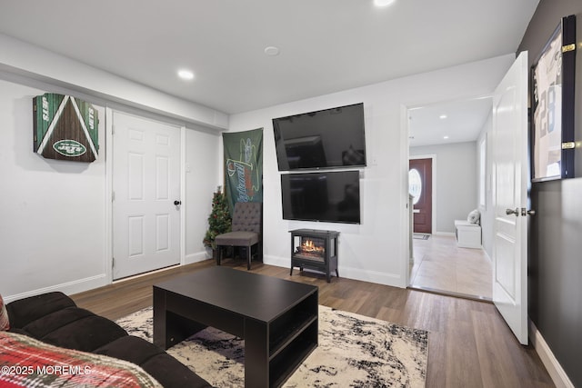 623 Park Ave, Port Monmouth, NJ 07758 - living room featuring wood finished floors and recessed lighting