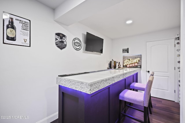 623 Park Ave, Port Monmouth, NJ 07758 - bar area with dark wood-style flooring and recessed lighting