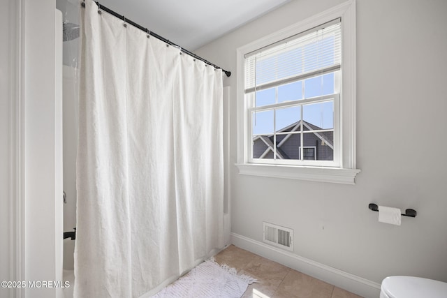 623 Park Ave, Port Monmouth, NJ 07758 - bathroom with tile patterned flooring and a shower with shower curtain