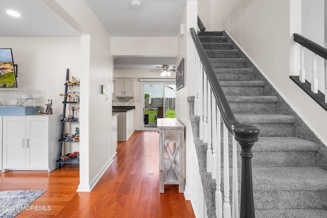 8 Mendon Dr, Howell, NJ 07731 - staircase featuring wood finished floors and a ceiling fan