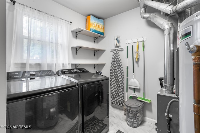 8 Mendon Dr, Howell, NJ 07731 - laundry area featuring independent washer and dryer and marble look tile flooring