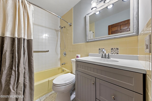 100 Seaview Ave Unit 6-5, Monmouth Beach, NJ 07750 - bathroom with tile walls, vanity, and shower / bath combo with shower curtain