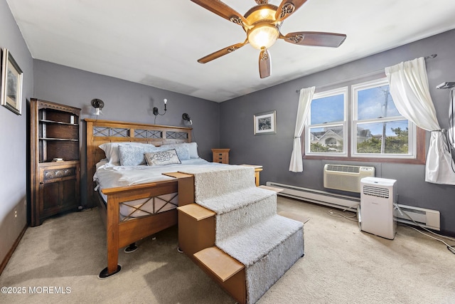 100 Seaview Ave Unit 6-5, Monmouth Beach, NJ 07750 - carpeted bedroom with baseboard heating, a baseboard heating unit, ceiling fan, and a wall mounted AC