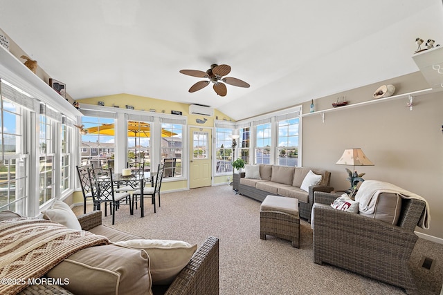118 S Binnacle Dr, Little Egg Harbor, NJ 08087 - sunroom / solarium featuring vaulted ceiling, a wall unit AC, and carpet flooring