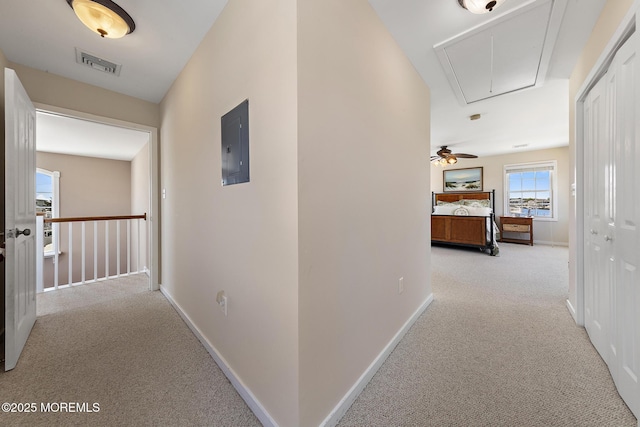 118 S Binnacle Dr, Little Egg Harbor, NJ 08087 - hallway featuring attic access, carpet flooring, and electric panel