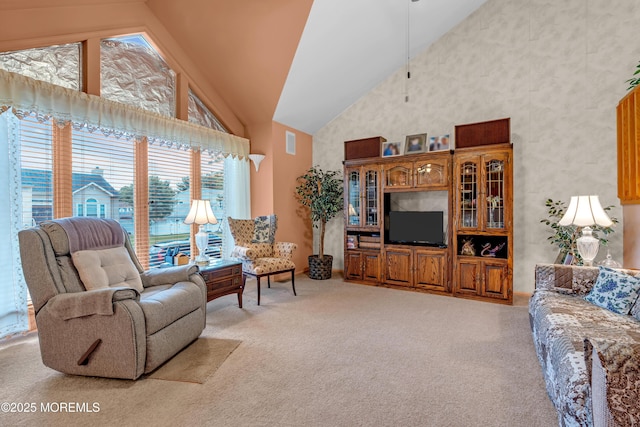 13 Heritage Dr, Howell, NJ 07731 - living room featuring high vaulted ceiling and light carpet