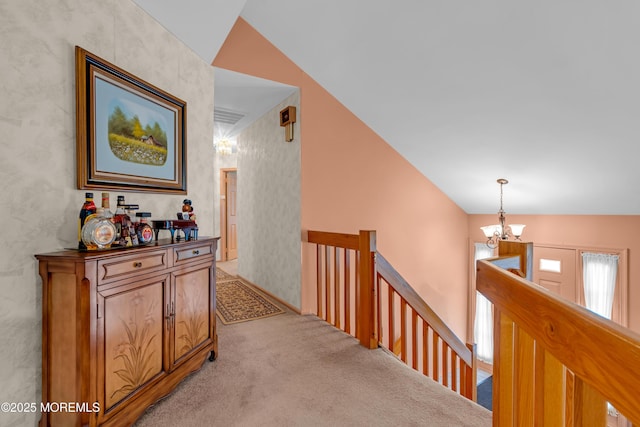 13 Heritage Dr, Howell, NJ 07731 - hall with a chandelier, carpet, and an upstairs landing