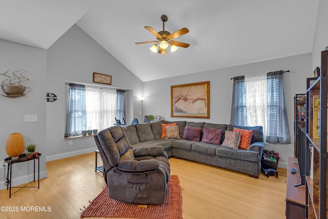 1506 Beverly Rd, Forked River, NJ 08731 - living area featuring a ceiling fan, light wood finished floors, and high vaulted ceiling