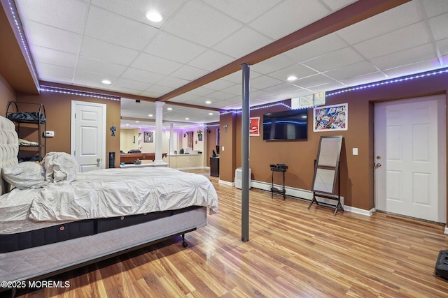 96 Kentucky Way, Freehold, NJ 07728 - bedroom featuring a paneled ceiling, baseboard heating, wood finished floors, and recessed lighting