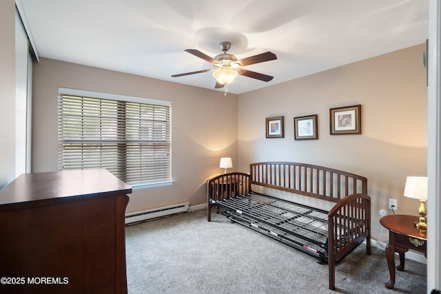 603-B Bosworth Ct, Manchester, NJ 08759 - carpeted bedroom with a baseboard radiator, a ceiling fan, and a nursery area