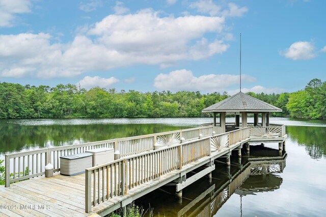 603-B Bosworth Ct, Manchester, NJ 08759 - dock featuring a gazebo, a wooded view, and a deck with water view