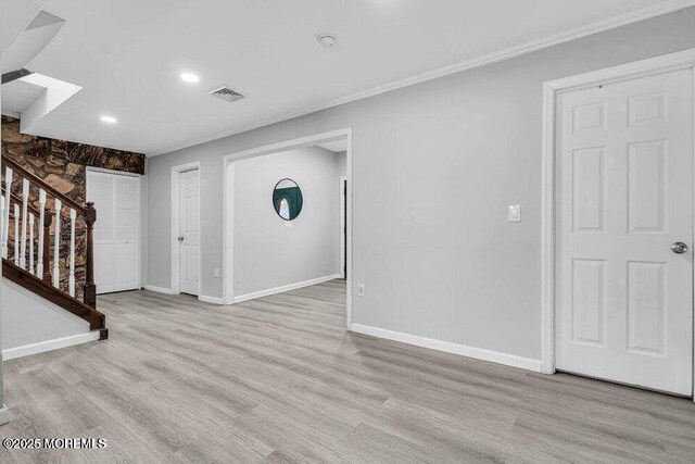 58 Chadwick Ave, Toms River, NJ 08753 - foyer featuring stairs, ornamental molding, wood finished floors, and recessed lighting