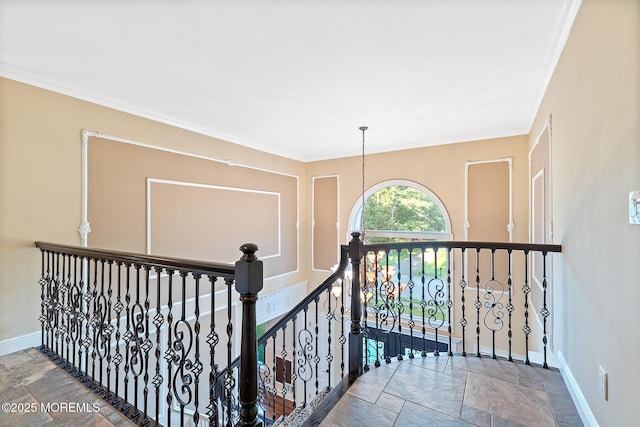 7 Quaker Hill Rd, Jackson, NJ 08527 - stairs featuring stone tile floors and crown molding