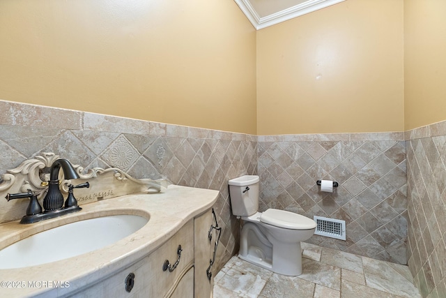 7 Quaker Hill Rd, Jackson, NJ 08527 - bathroom with vanity, crown molding, and tile walls
