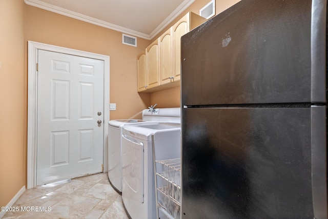 7 Quaker Hill Rd, Jackson, NJ 08527 - laundry room with crown molding, cabinet space, and washing machine and clothes dryer