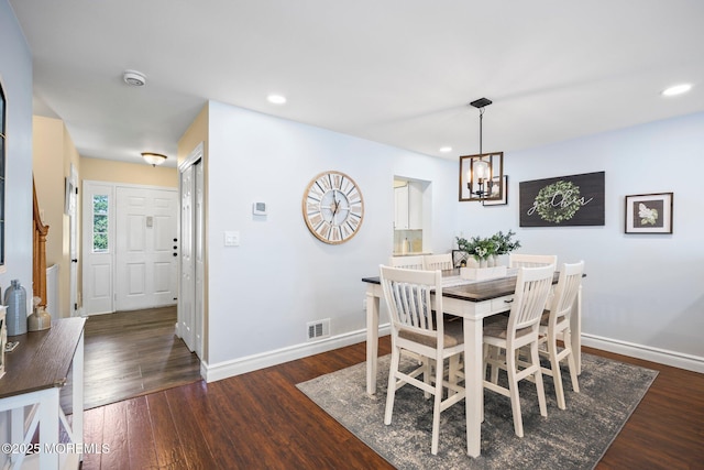 11 Interlaken Ct Unit 9, Freehold, NJ 07728 - dining room with a chandelier, dark wood-style flooring, and recessed lighting