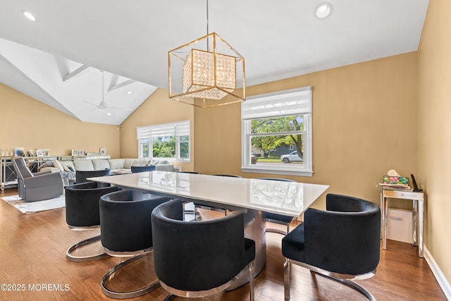 367 Kirby Ave, Long Branch, NJ 07740 - dining room with wood finished floors, plenty of natural light, vaulted ceiling, recessed lighting, and a skylight