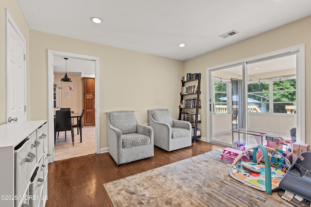 367 Kirby Ave, Long Branch, NJ 07740 - recreation room featuring dark wood-style flooring and recessed lighting