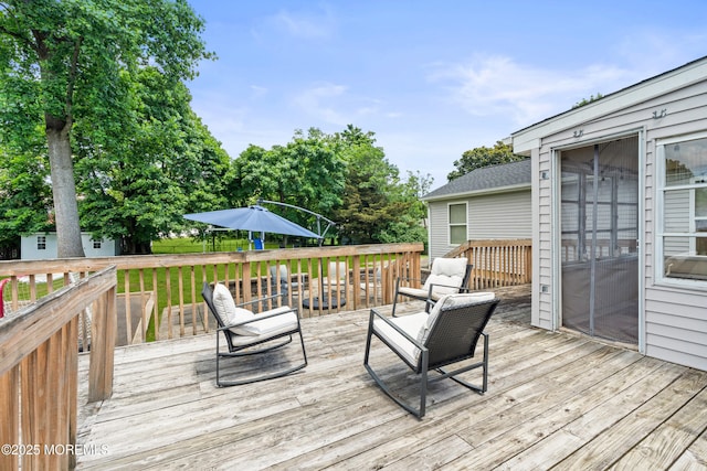 367 Kirby Ave, Long Branch, NJ 07740 - wooden terrace with an outdoor structure