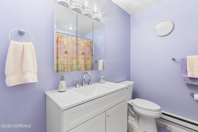 1058A Argyll Cir, Lakewood, NJ 08701 - bathroom with baseboard heating, vanity, and curtained shower