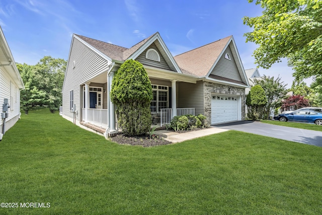 110 Rolling Meadows Blvd S, Ocean Twp, NJ 07712 - view of front of house featuring covered porch, concrete driveway, a front yard, and roof with shingles