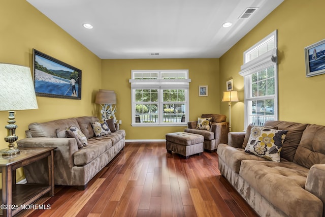 110 Rolling Meadows Blvd S, Ocean Twp, NJ 07712 - living room featuring dark wood-style flooring, plenty of natural light, and recessed lighting