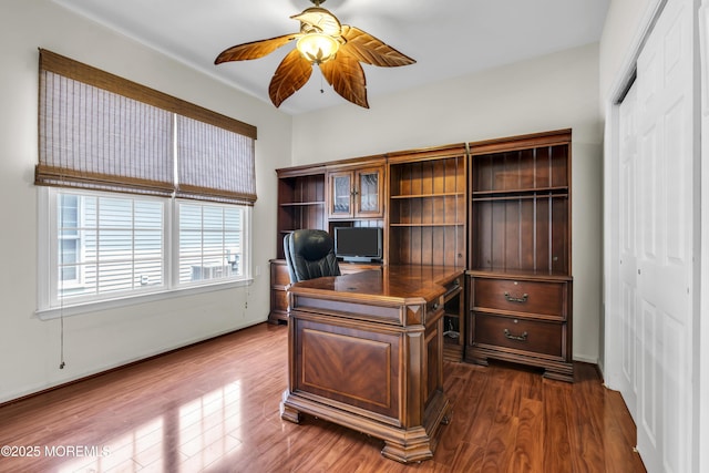 110 Rolling Meadows Blvd S, Ocean Twp, NJ 07712 - home office featuring a ceiling fan and dark wood-style flooring