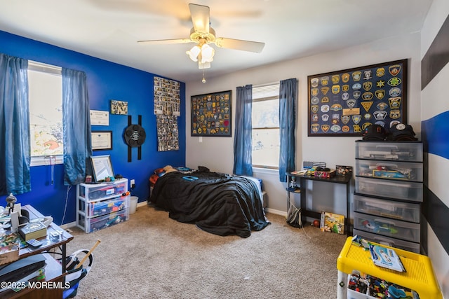 214 Conifer Dr, Forked River, NJ 08731 - bedroom featuring carpet flooring and a ceiling fan