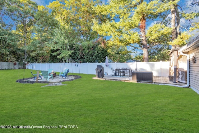 200 Sams Rd, Jackson, NJ 08527 - fenced backyard featuring a deck and a fire pit